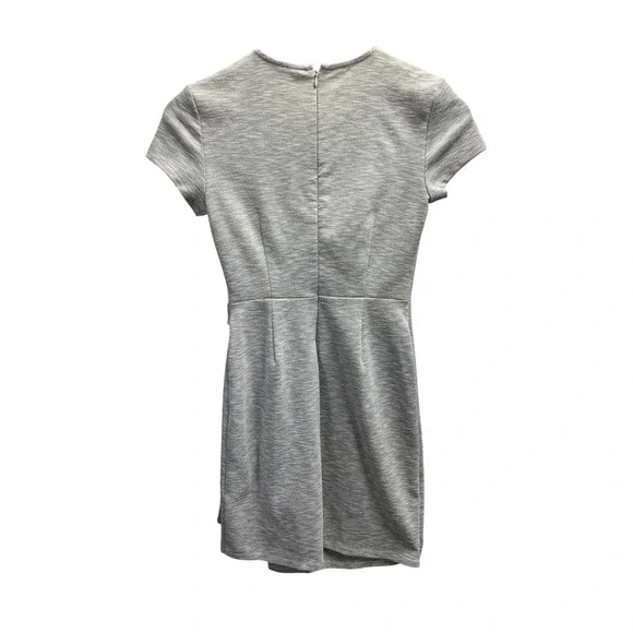 Bar III Womens Grey Heathered V-Neck Faux Wrap Buckle Mini Dress XS - Picture 3 of 5